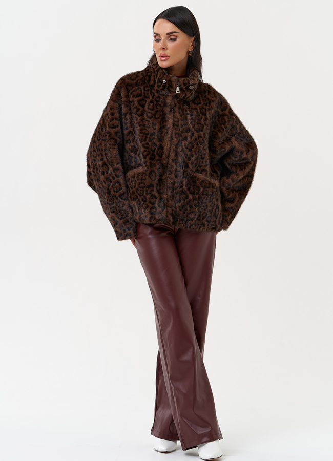 Женская куртка из эко меха с воротником  модель № 31254 в рассрочку