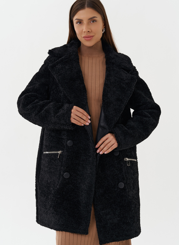 Женская двухсторонняя дубленка из эко кожи