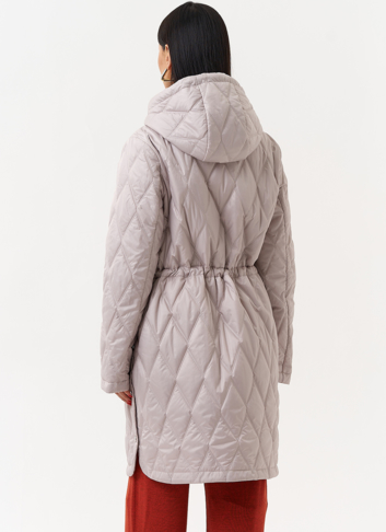 Женское утепленное полупальто с капюшоном