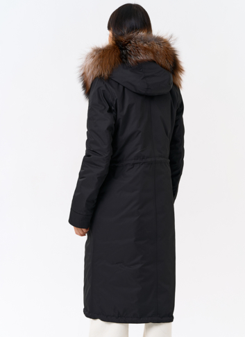 Женская парка с капюшоном из меха чернобурой лисы