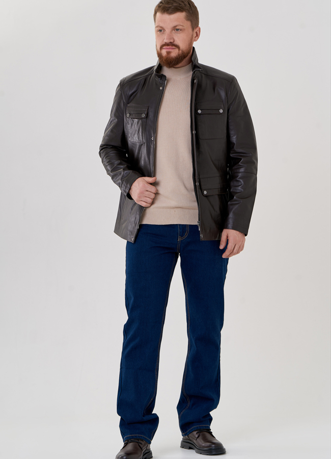 Мужская кожаная куртка  модель № 23412 в кредит