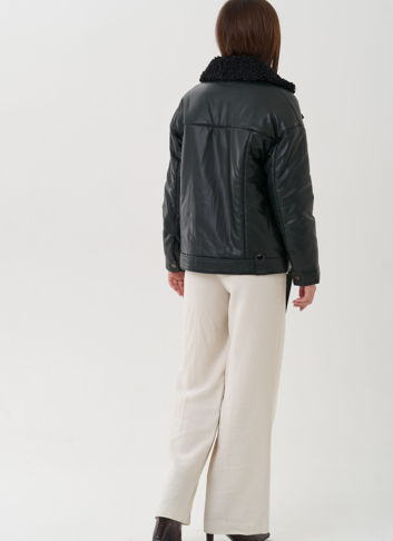 Косуха утепленная из экокожи с отделкой из экомеха