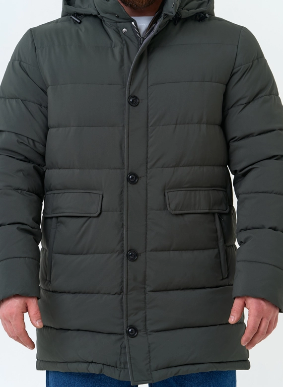 Мужской пуховик с капюшоном фото