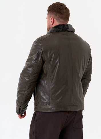 Куртка из натуральной кожи с отделкой из овчины