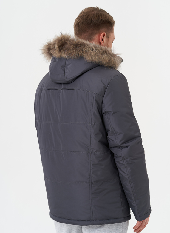 Мужская куртка с капюшоном из меха енота