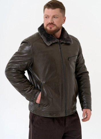 Куртка из натуральной кожи с отделкой из овчины