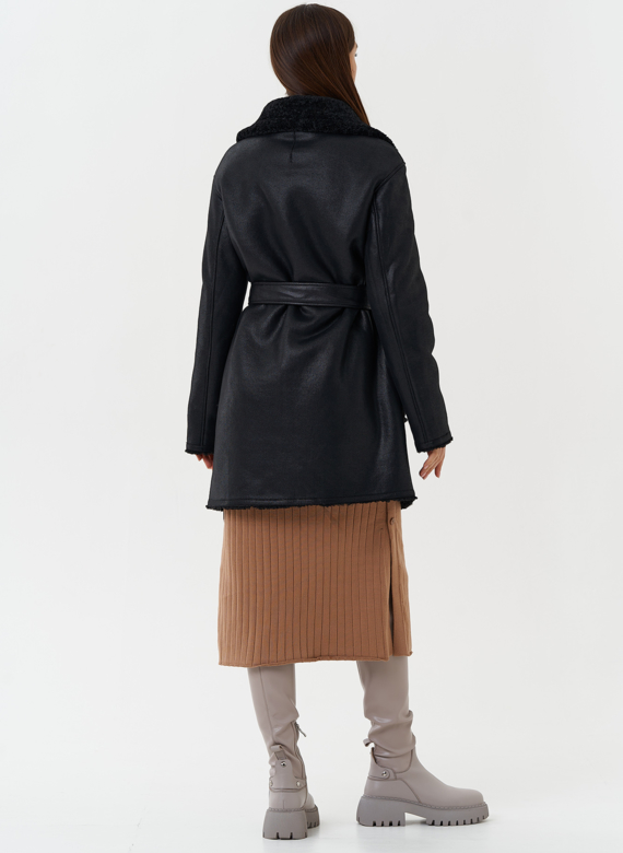 Женская двухсторонняя дубленка из эко кожи