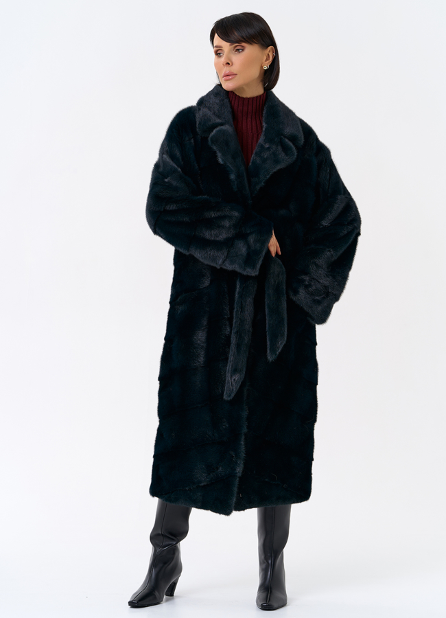 Зеленая шуба из норки модель № 31872 в рассрочку