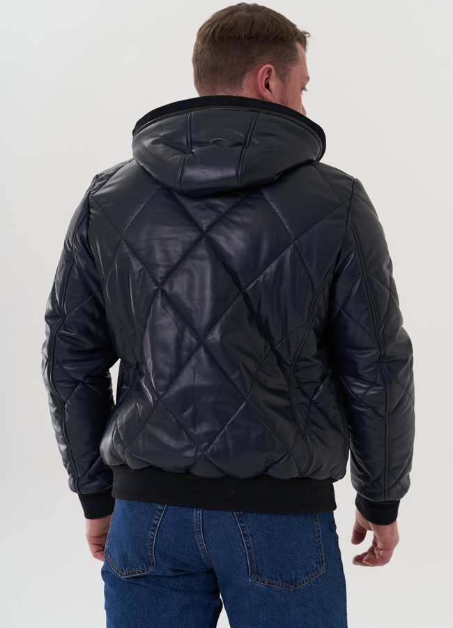 Куртка из натуральной кожи синего цвета модель № 26698 в кредит