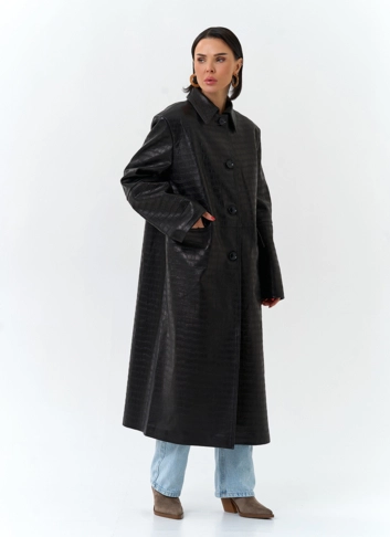 Женский плащ из натуральной кожи 