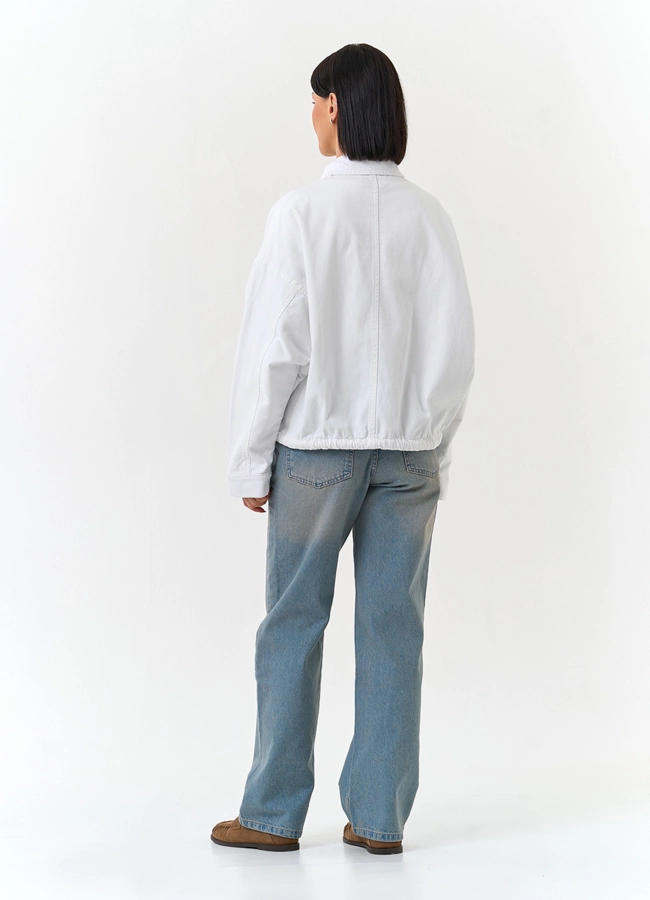Женская объемная джинсовая куртка  модель № 33125 в рассрочку