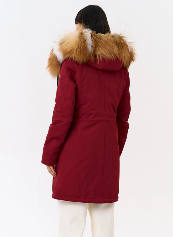Женская парка с капюшоном из меха рыжей лисы фото