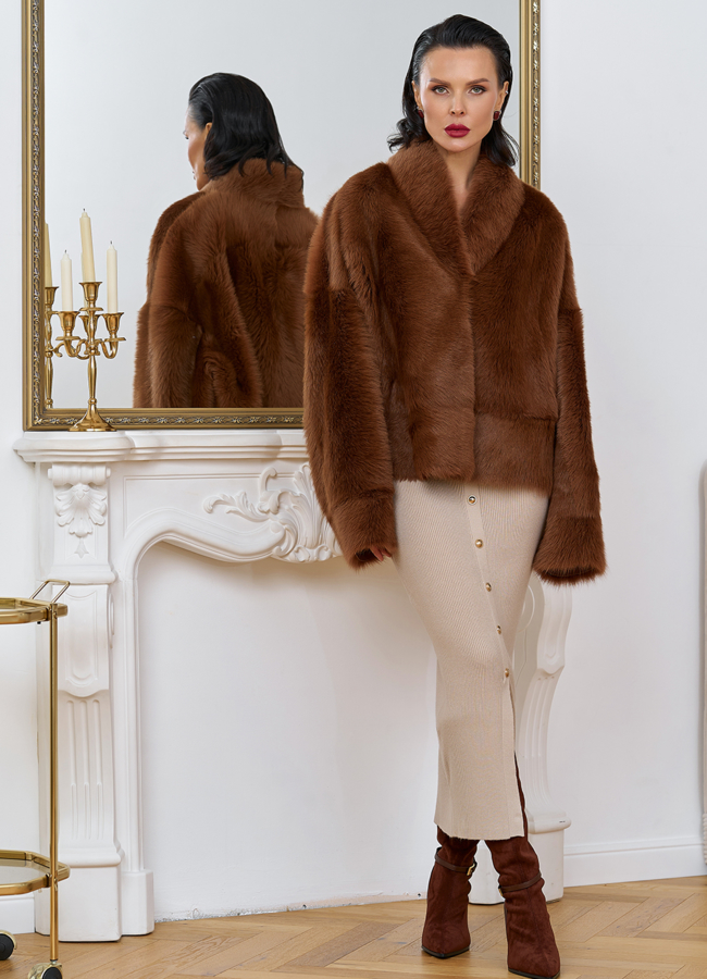 фото Яркая натуральная дубленка модель № 31627