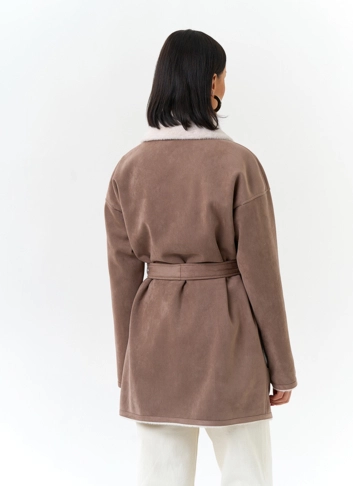 Женская дубленка из эко замши