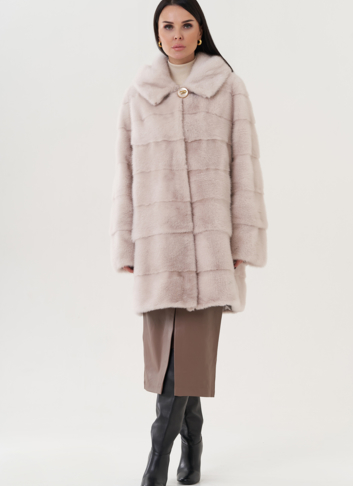 Шуба из норки с капюшоном 