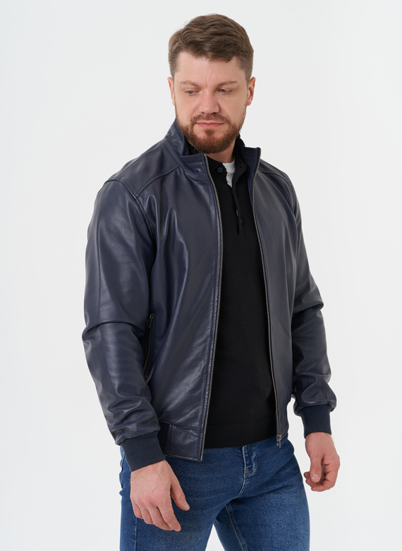Мужская кожаная куртка "бомбер"
