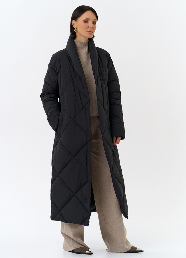 Женский пуховик с воротником шаль модель № 31740 универмаг малина